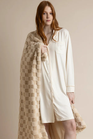 Admas Camicia da notte invernale Donna in Caldo cotone aperta 61440 2510S22