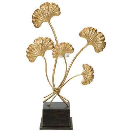 Porta candela "Iris" struttura in metallo color oro e vetro per interni