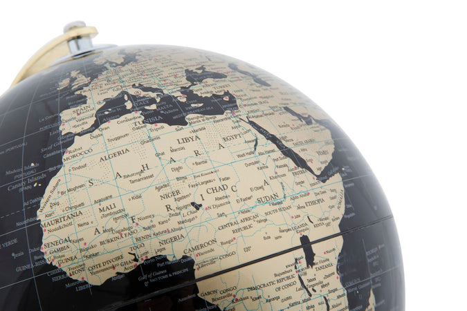 Mappamondo girevole con base in metallo per decorazione interni