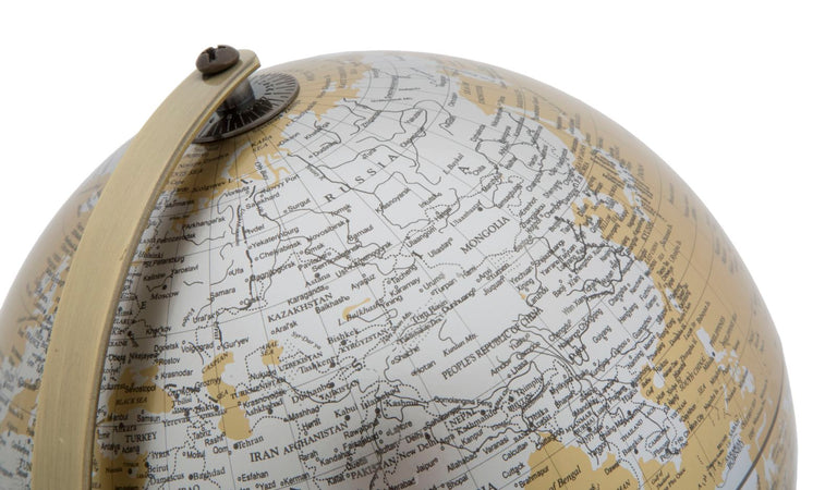 Mappamondo girevole con base in metallo per decorazione interni h 28 cm