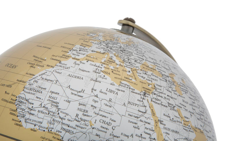 Mappamondo girevole con base in metallo per decorazione interni h 28 cm