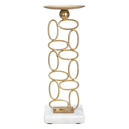 Porta candela "Bubbles" struttura in metallo color oro e marmo per interni