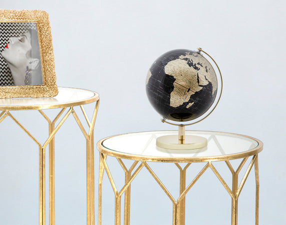 Mappamondo girevole con base in metallo per decorazione interni