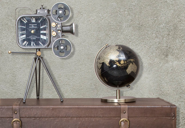 Mappamondo girevole con base in metallo per decorazione interni