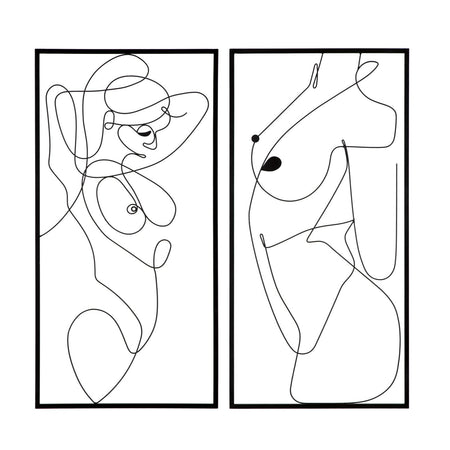 Pannello decorativo corpo donna in ferro per decorazioni ambienti set da 2