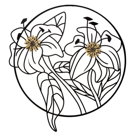 Pannello decorativo fiori forma circolare in ferro per decorazioni ambienti