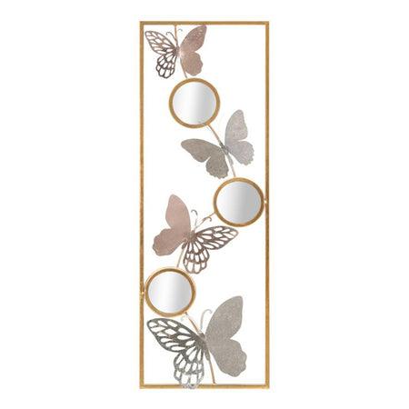 Pannello decorativo con specchi e farfalle in ferro per decorazioni ambienti