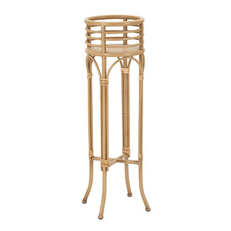 Porta vaso "Panama" con piedistallo in metallo con finiture in rattan per interni