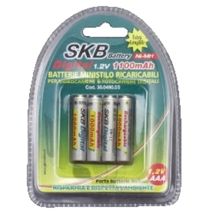 Confezione 4 batterie Ricaricabili MINI-STILO SKB - Tipo Stilo "AAA" - 1000 mah