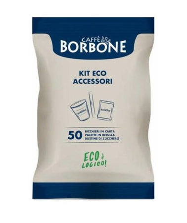 KIT ACCESSORI ECOLOGICO 50PZ BICCHIERINI DI CARTA + PALETTE + BUSTINE ZUCCHERO
