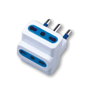 Adattatore 3 posti: 3 prese 10/16A - bipasso 2P+T, spina 16A 2P+T Maschio/Femmina - Bianco