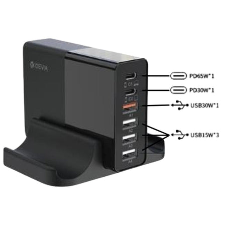 Caricatore da tavolo multiplo 6 porte Extreme Speed 80W - Type-C 65W 30W USB 30W 15W*3
