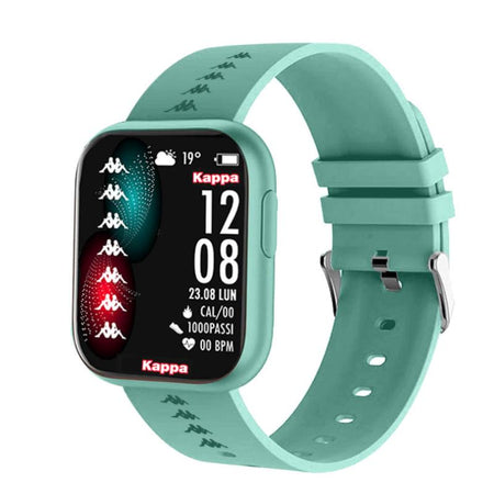 Orologio Smartwatch Kappa KW-S006 - Orologio Unisex - Cassa Squadrata In Alluminio - Android/ios - Cinturino In Silicone Verde Acqua