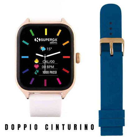 Orologio Smartwatch Superga Watch WINNER Gold - Orologio unisex SWT-STC008 - cassa in alluminio 42mm - android/ios/Apple - bt calling (chiamate in vivavoce tramite smartwatch) - cinturino in silicone