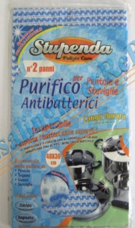 BRIANTINA - STUPENDA - 2 PANNI ANTIBATTERICI "PURIFICO" PER LA PULIZIA DI PENTOLE E STOVIGLIE ***