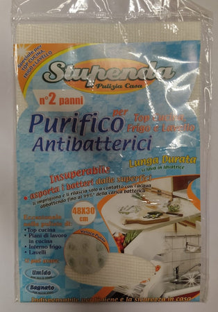 BRIANTINA - STUPENDA - 2 PANNI ANTIBATTERICI "PURIFICO" PER LA PULIZIA DI CUCINA/FRIGO/LAVELLO*