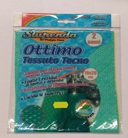 BRIANTINA - STUPENDA - 2 PANNI "OTTIMO TESSUTO TECNO" PER LA PULIZIA DELLA CUCINA - 18X20CM