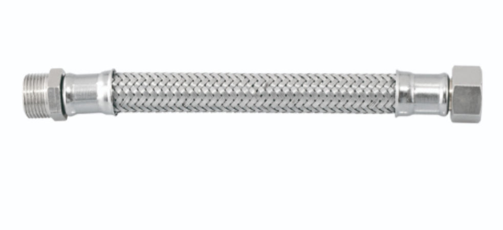 ATTACCHINO FLESSIBILE PER MONOCOMANDO 200MM - RACCORDO M1/2"- F3/8" - IN ACCIAIO INOX