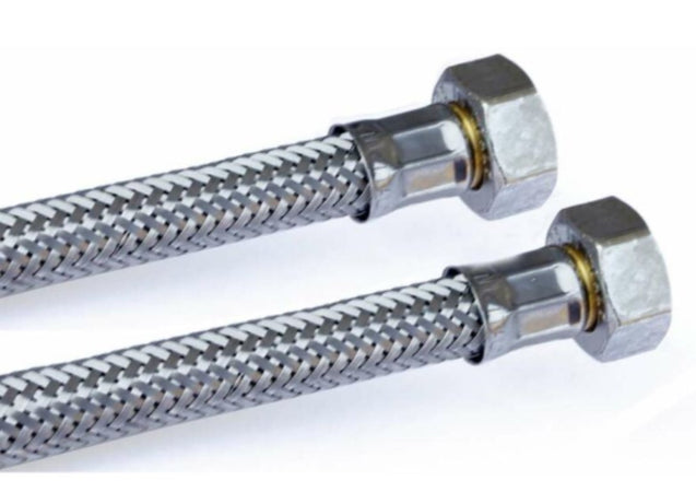 ATTACCHINO FLESSIBILE PER MONOCOMANDO 300MM - RACCORDO F3/8"- F3/8" - IN ACCIAIO INOX