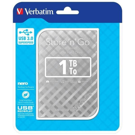 Verbatim disco rigido portatile store 'n' go usb 3.0 da 1 tb argento - 53197