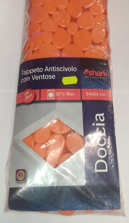 SHARK - TAPPETINO ANTISCIVOLO PER DOCCIA "MR.PEEBLE" 54x54CM - COLORE ARANCIONE