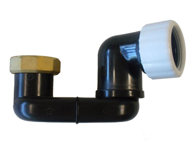 SIFONE RIBASSATO ORIENTABILE IN POLIPROPILENE - 6/4"x6/4" - CON DADO DI ENTRATA IN OTTONE