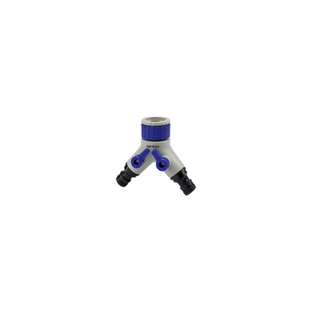 LUX TOOLS - VALVOLA PER IRRIGAZIONE A 2 USCITE CON ATTACCHI 3/4" - 1/2"