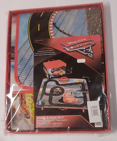 DOMOPAK - SCATOLA CON TAPPETO GIOCO "LIVING" PER ORGANIZZAZIONE CAMERETTA 31x41x28CM / 96x86CM - RAPPRESENTAZIONE CARTONE "CARS"