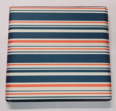 DOMOPAK - POUF CUBICO CON COPERCHIO "LIVING" PER ORGANIZZAZIONE CASA 30x30x30CM - COLORE ARANCIONE - COPERCHIO BIANCO A RIGHE