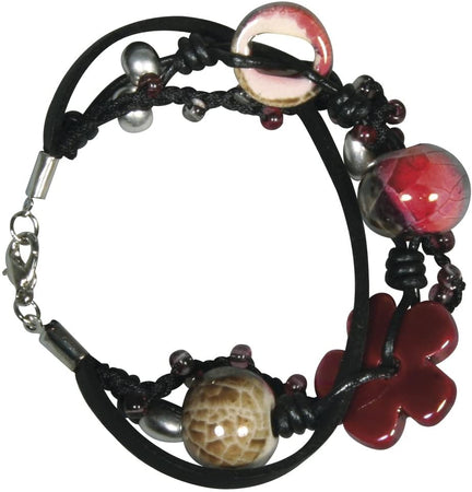 RAYHER - SET BRACCIALETTO "JULIETA" - COLORE ROSSO MATTONE/MARRONE