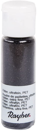 RAYHER - GLITTER ULTRAFINE "PET" 20ML - COLORE NERO CARBONE
