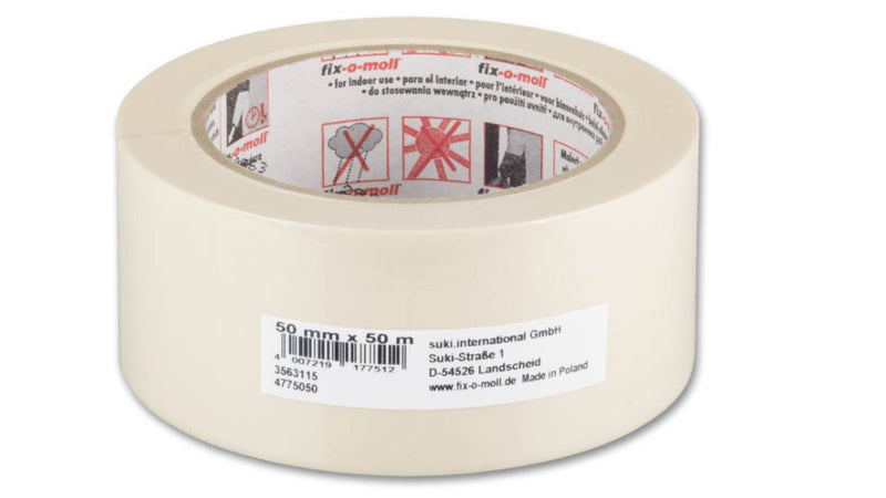 FIX-0-MOLL - 50mt x 50mm - NASTRO CARTA CRESPATO "ECO" - PER MASCHERATURA - COLORE CAMOSCIO