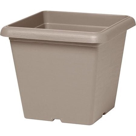 Vaso da Fiori Quadrato - GARDEN ID - Tortora Teramo - 40 x 35 cm - Antigraffio - Effetto Pietra - Con Fori