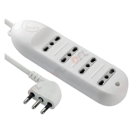 Multipresa bivalente con cavo e spina, colore bianco