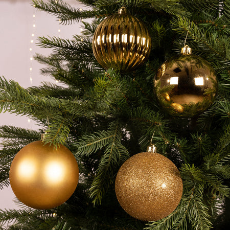 Palline per albero di natale in plastica infrangibile color Oro da 10 cm, 4 pezzi