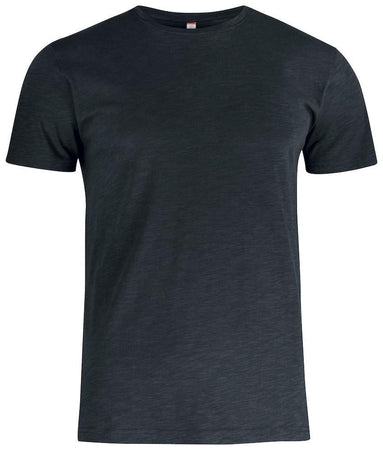 T-Shirt Slub Nero Maglietta Uomo Cotone Fiammato