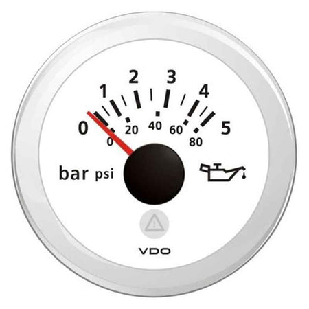 Manometro Olio Idraulico Bianco 0-5Bar/0-80Psi A2C