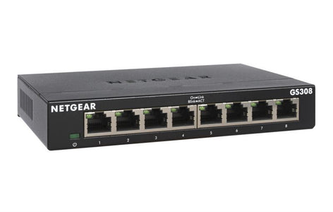 Netgear gs308-300pes switch di rete non gestito l2 gigabit ethernet (10/100/1000) nero
