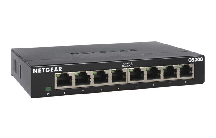 Netgear gs308-300pes switch di rete non gestito l2 gigabit ethernet (10/100/1000) nero