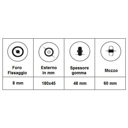 06069017 Ruota 180x45 Grigia con 6 raggi