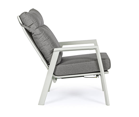 Poltrona con cuscino "Kledi" in alluminio e texilene reclinabile da giardino e veranda