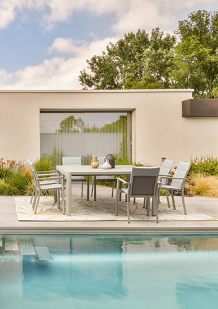 Tavolo in alluminio quadrato allungabile "Kiplin" 149 X 97/149 cm