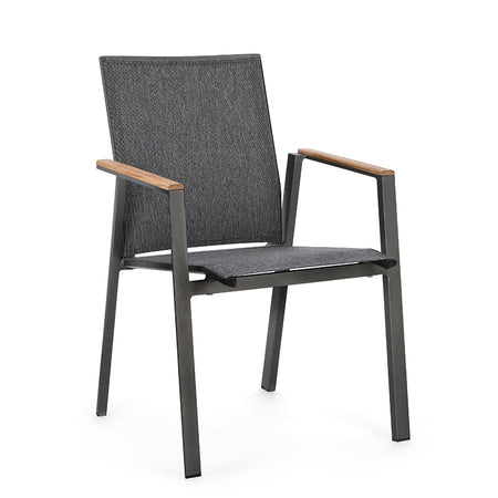Poltrona "Cameron" da esterno in alluminio verniciato a polvere con dettagli in Teak