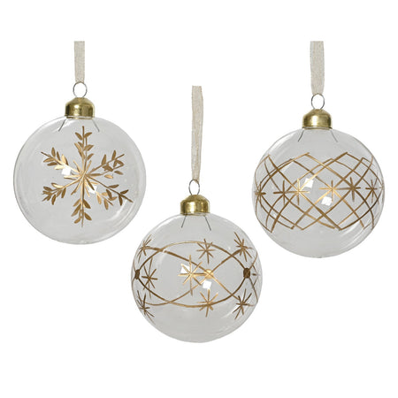 Palline per albero di Natale in vetro bianco e oro decorazione natalizia, 12 pezzi