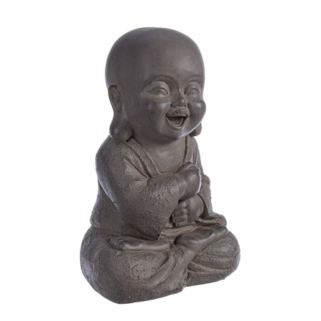 Statua Decorativa in Poli Resina Antracite "Buddha" per Veranda e Giardino per uso esterno.
