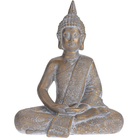 Statua decorativa in poli resina "Buddha in meditazione" per veranda e giardino