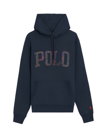 Felpa Ralph Lauren Uomo Navy Con Cappuccio in 100% Cotone Felpa Con Logo