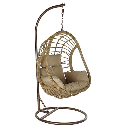Poltrona a dondolo sospesa "Caracas" per giardino e veranda in rattan con cuscino
