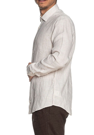 calvin klein CAMICIA LINEN STRIPE SLIM SHIRT da uomo