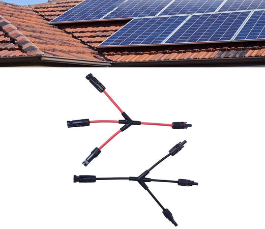 1 Paio di Cavi Solari da 4 mm2 con spina PV a Y per Pannello Solare Fotovoltaico MMF e FFM Rosso e Nero
